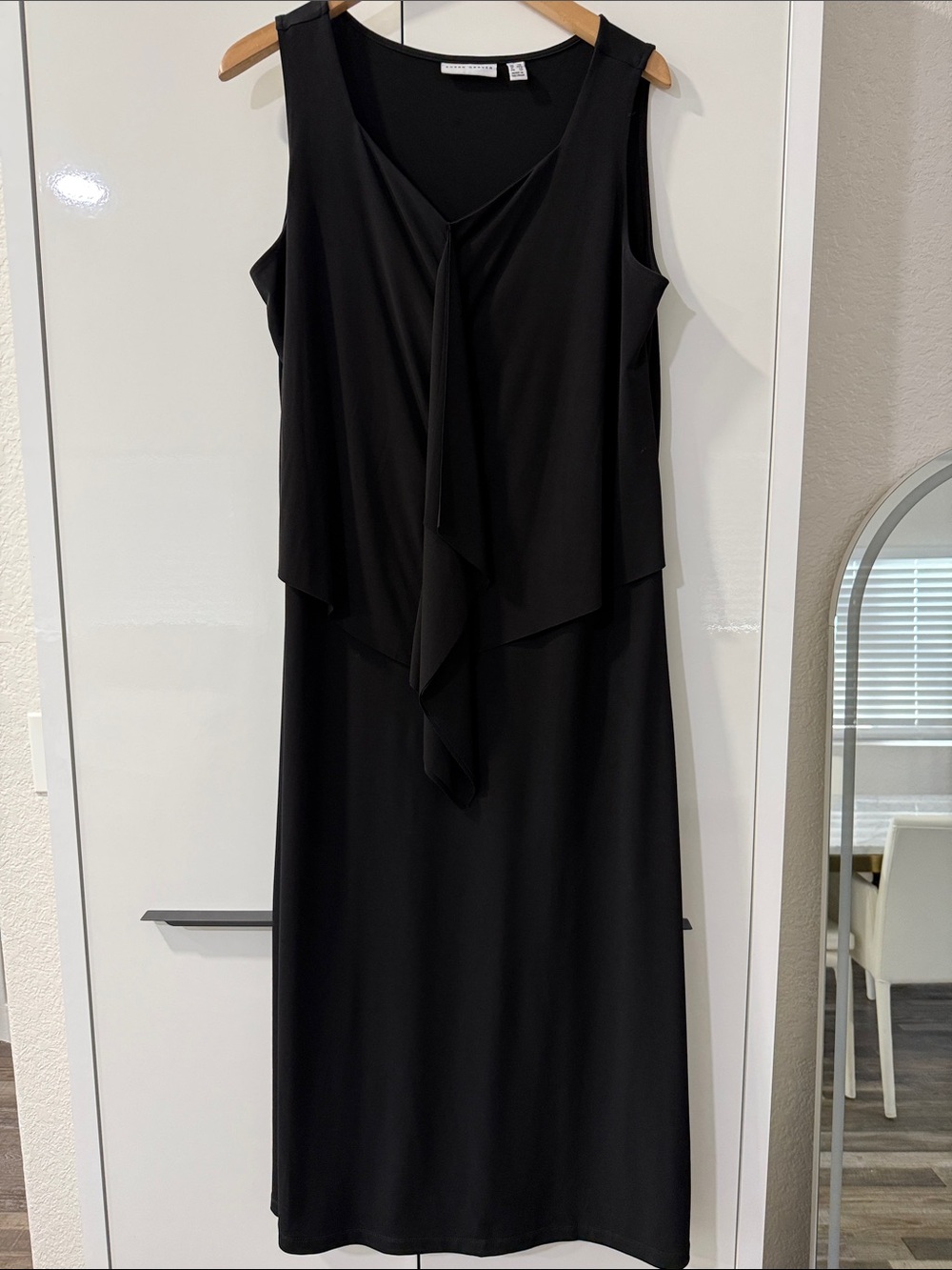 Susan Graver Black Sleeveless Maxi Dress with Draped Front